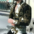 thumbnail image 2 of PENGXIANG Chemise Décontractée d'Été pour Hommes Imprimée à Col Boutonné Cardigan Chemises, 2 of 6