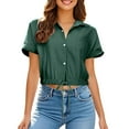 thumbnail image 1 of Chemise Courte à Manches Courtes pour Femmes avec Poche Poitrine Décontractée Plage et Blouse, 1 of 6