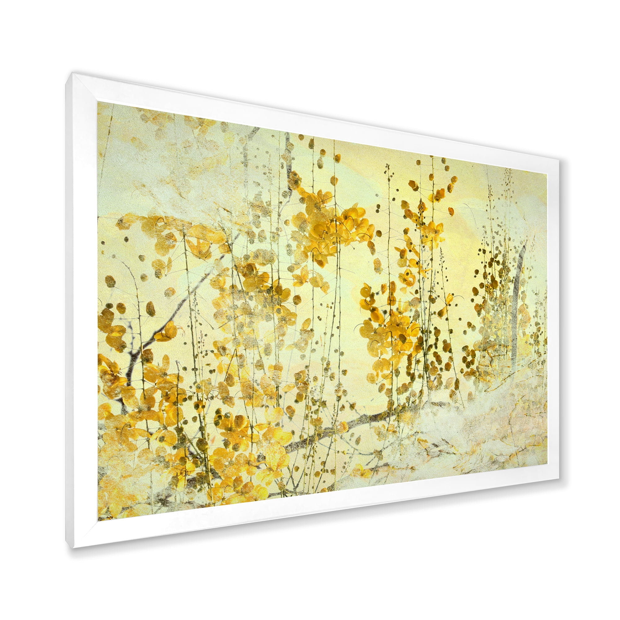 Designart 'Abstract Yellow Flower Grunge Art' Modern Framed Art Print