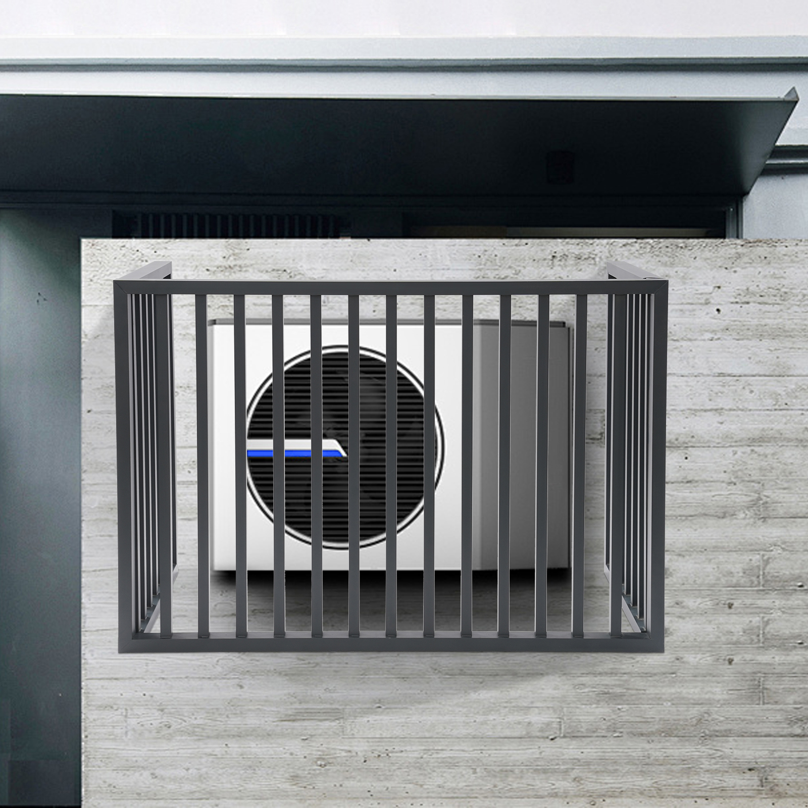 ToppiJoy 1.5P 3 Panels Air Conditioner Fence, Drill-Type Louvered Grille AC Unit Fence Outdoor, for Outdoor Trash Can, Dark Grey