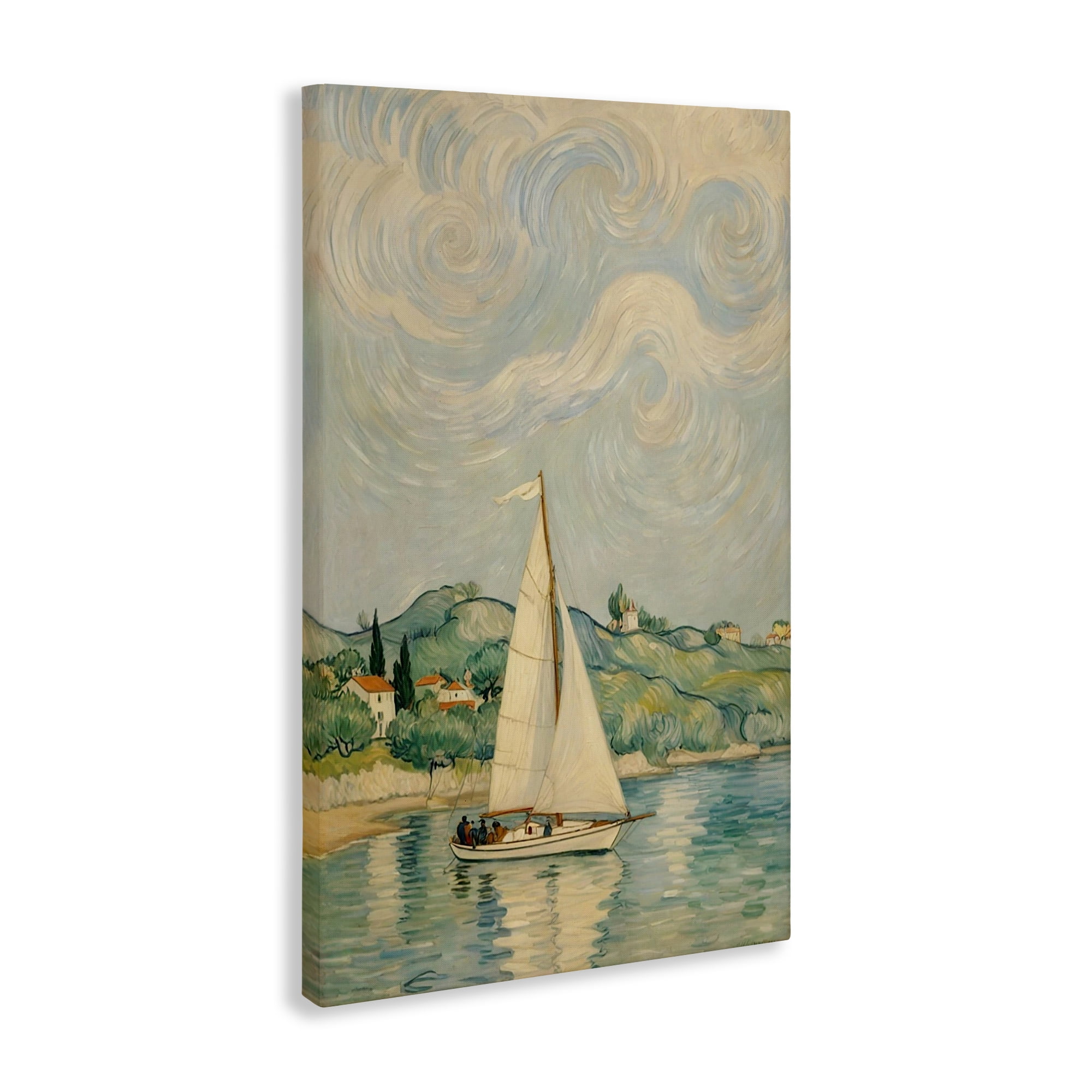 Stupell Industries Sailboat Beneath Swirling Clouds Canvas Wall Art, design by Angie Hawke