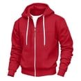 thumbnail image 2 of Zysthvn Workout Mens Winter Hoodies Full Zip Casual Sweatshirts for Men Hooded Drawstring Long Sleeve Solid Basic, 2 of 7