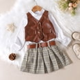 thumbnail image 2 of Sngxgn Toddler Girl Fall Winter Clothes Turtleneck Puff Sleeve Tops and Skirt Set Kids Fashion Outfits(White,90), 2 of 9