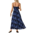 thumbnail image 3 of INSPIRE CHIC Women's Floral Print Dress Knot Front Sweetheart Neck Split Elegant Maxi Dress XS Navy Blue, 3 of 6