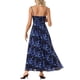 thumbnail image 3 of Vestido Maxi Elegante de Flores para Mujer con Nudo en el Frente y Escote Corazón, L Azul Marino, 3 of 6