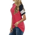 thumbnail image 3 of Women's Summer Long/Short Sleeve Shirts Crew Neck Tees Striped Color Block Blouse Tops, 3 of 6
