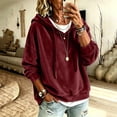 thumbnail image 2 of Fewfanhot Women's Tops, Tees & Blouses Casual Loose-fitting Long-sleeved Knitted Velvet Hooded Sweatshirt Top, 2 of 9