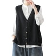 thumbnail image 2 of Qarigey Chaleco sin mangas de poliéster para mujer, chaleco tejido cálido y moderno de estilo clásico, transpirable Prendas para la parte del cuerpo negro m, 2 of 6