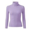 thumbnail image 4 of UJNDER Ribbed Pullover Sweater for Women Turtleneck Elegant Knitted Long Sleeve Slim Fit Autumn Winter Purple One Size, 4 of 4