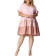 thumbnail image 5 of GRACE & GRANDEUR Vestido Midi de Chambray con Volantes y Mangas Cortas de Talla Grande 4X Rosa, 5 of 8