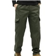 thumbnail image 3 of Xdegoge Mens Cargo Pants Fleeced Lined Warm Trousers Elastic Waist Straight Leg Pant Loose Plus Size Workout Streewear Lightweight Outdoor Climbing Outfits with Multi Pockets, 3 of 5