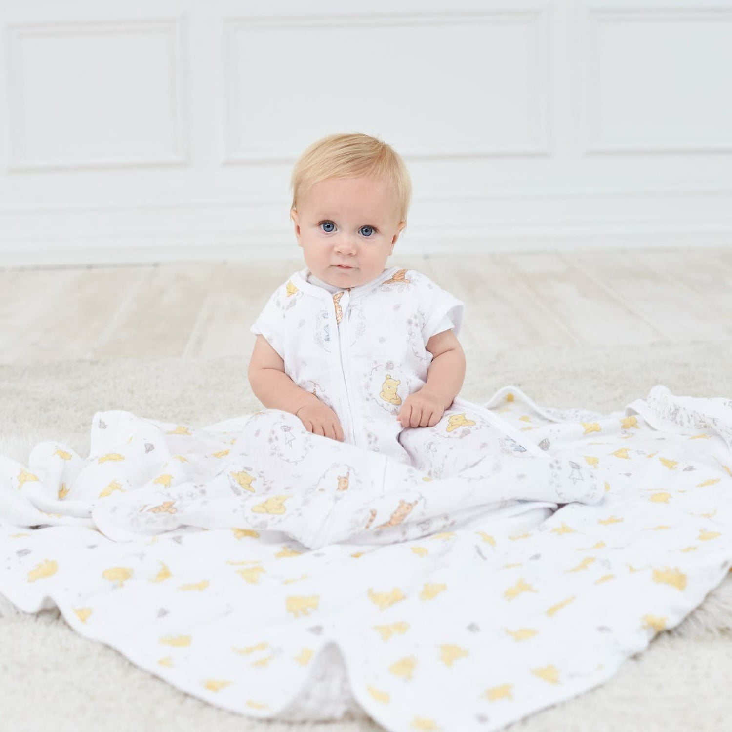 aden + anais x Disney Baby, Cotton Muslin Baby Blanket, Winnie + Friends, Unisex, Infants
