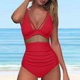 thumbnail image 2 of Aayomet Maillots de Bain pour Femmes Maillot de Bain Contrôle Push Up Taille Haute (Rouge, TG), 2 of 5