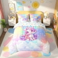 thumbnail image 2 of Erosebridal Kawaii Unicorn Bedding Twin Size, Personalized Letter K Comforter Sets With Sheets, Cute Stars Clouds Bedding Sets Twin Size, Breathable Room Decorative,7Pcs Reversible, 2 of 5