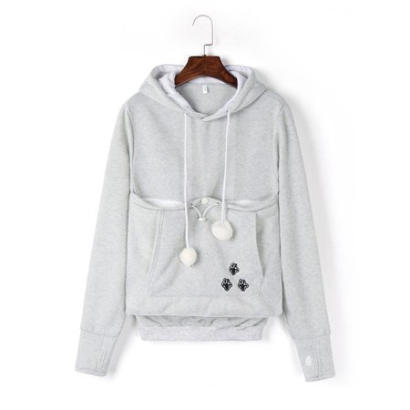 Hirigin Women Pets Dog Cat Holder Carrier Coat Pouch Kangaroo Pocket Hoodie Warm Sweater