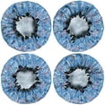thumbnail image 2 of Shower Caps,Blue Paisley Pattern Waterproof Shower Cap for Women 4 Pieces,Double Reusable Hair Cover for Shower PEVA Elastic Stretch Hem, 2 of 7