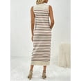 thumbnail image 3 of Michellecmm Women's Summer Knit Tank Dress Stripe Print Sleeveless Round Neck Slim Long Dress, 3 of 9