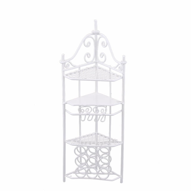Bewildely Muebles de muñecas Juego de soporte de vino estable creativo Mini decoraciones de casa en miniatura Suministro de casa de juego decorativa casas de muñecas Blanco Bewildely FN001909-01