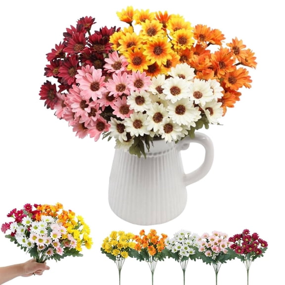 Artificial Flowers Artificial Mums Artificial Outdoor Sunset Mums Flowers Windproof No Fade Or Wilt for Garden Porch Home Decor Mothers Day Decorations