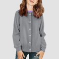 thumbnail image 2 of Xudanell Girls Cardigan Sweet Sweater Button Long Sleeve Knit Tops for Girls Outfits Jacket Outwear (Grey,5-6 Y), 2 of 7