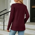thumbnail image 6 of cfhntfmh Casual Shirts for Women Soft V Neck Buttons Knit Pullover Tops Lounge Long Sleeve Solid Color Tunic Blouses, 6 of 6