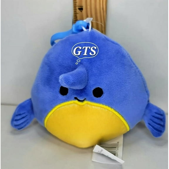 Squishmallow 3.5" Swish Swordfish 🐠 Soft Blue Yellow Ocean Clip Plush