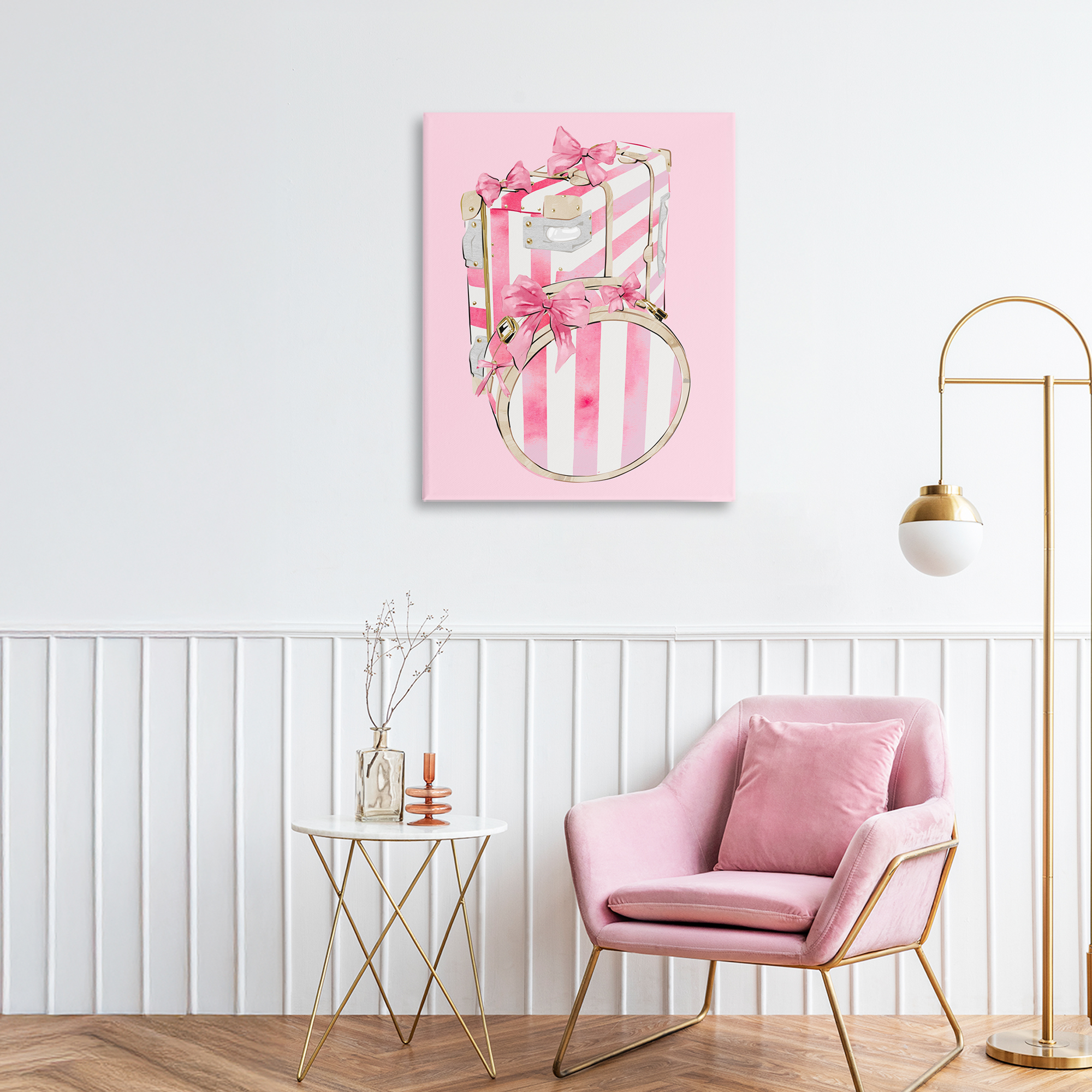 Pastel Stripe Luggage Canvas Wall Art, design by Ziwei Li