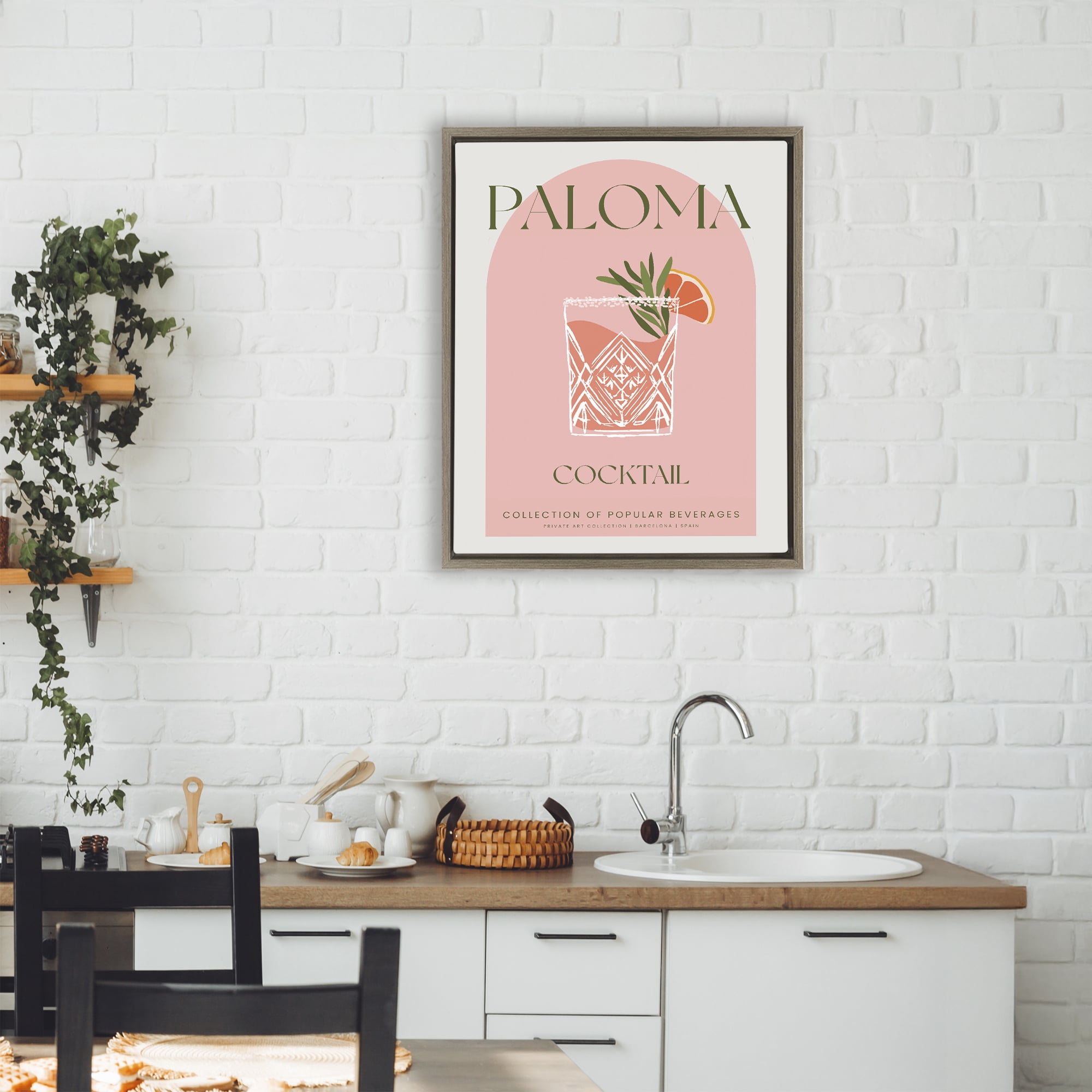 Stylish Retro Paloma Brown Framed Floater Canvas Wall Art, design by Lil' Rue