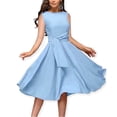thumbnail image 3 of Bigersell Womens Dress Robe Femme Décontractée à Manches Courtes, Couleur Unie, Col Rond, Élégante, Ligne A, Fermeture Éclair, Coupe Ajustée, Robe de Maternité, Robes Boho pour Femmes, Style 17043, Bleu TG, 3 of 9