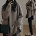 thumbnail image 4 of Womens Sweaters Fall Clothes Women Solid Pullover Round Neck Sweater Loose Long Sleeve Gentle Casual Knitted Sweater Top, 4 of 5