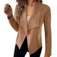 thumbnail image 1 of Women's Faux Suede Jackets 2024 Fall Long Sleeve Open Front Cropped Coat, 1 of 4
