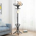 thumbnail image 4 of Gymax Wood Standing Hat Coat Rack Jacket Bag Hanger Tree 12 Hooks w/ Umbrella Stand, 4 of 10
