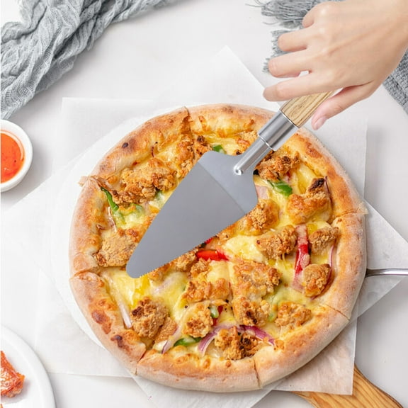 Snmubt Stainless Steel Pizza Cutter Shovel Integrated Pizza Knife Roller Knife Shovel Cutting Pizza Home Kitchen Baking Tools Stainless Steel Light Pizza Tools (Silver)