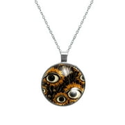 Eyeball Circular Glass Pendant Necklace - Women's Statement Necklaces