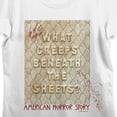 thumbnail image 2 of American Horror Story What Creeps Beneath The Sheets Crew Neck Short Sleeve Women's White Crop Top
-Small, 2 of 7