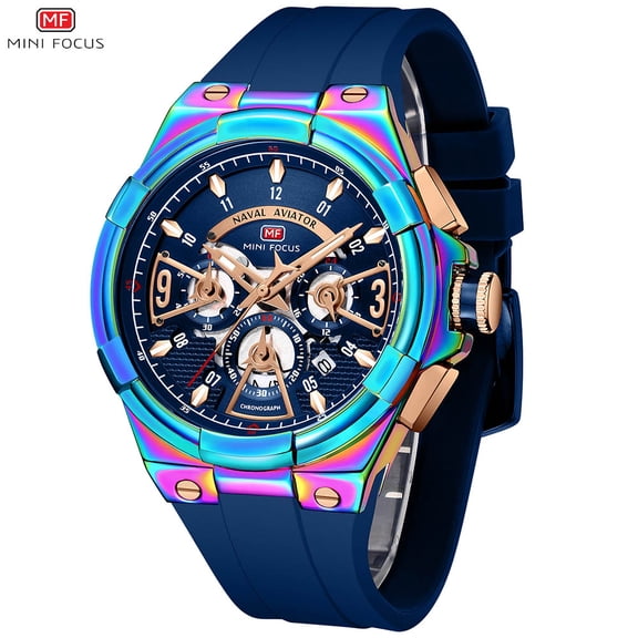 Mens Watches Unique Hollow Casual Wrist Watch (Chronograph/Waterproof/Luminous/Calendar/24 Hour) Silicon Band Fashion Watch for Men