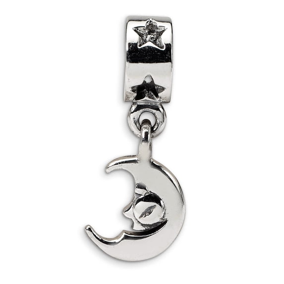 Beautiful Sterling Silver Reflections Crescent Moon Dangle Bead