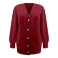 thumbnail image 4 of Womens Cardigan Sweaters Knitted Button Up Lightweight Red Cardigan Comfort Colors Fall Vacation Clothes Cute Outfits, 4 of 5
