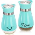 thumbnail image 1 of Tebery Stainless Steel & Glass Blue Salt and Pepper Shakers, 4 Ounces, Refillable, Classic Design, 1 of 7