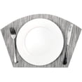 thumbnail image 4 of OWNTIDE Small Round Table Placemats Set of 4 Wedge Placemats Heat Resistant Woven Vinyl Table Mats Wipe Clean (4, Silver Gray), 4 of 18