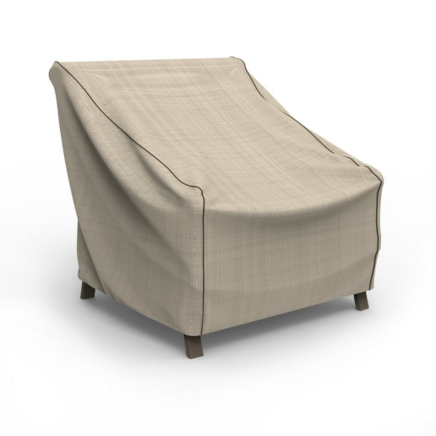 Budge XLarge Tan Tweed Patio Outdoor Chair Cover, English Garden