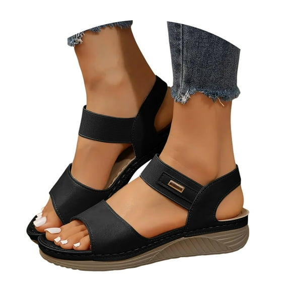 Mostsola Comfortable Arch Support Walking Sandals for Women Non Slip Elastic Strap Orthotic Sandals