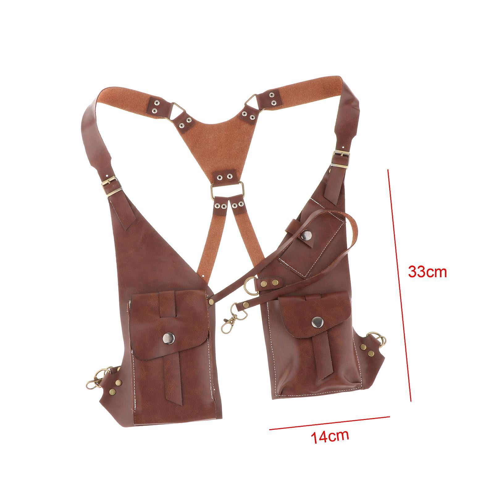 Abbraccia Steampunk Shoulder Harness Pouch Wear Resistant Wallet Bag for Motorcycling Street Deep Brown