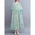 thumbnail image 4 of Vestido suelto de mujer con bolsillos Floral Medias mangas Cordón en la cintura Vestido de vacaci MABOTO Vestido, 4 of 7