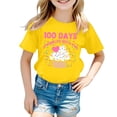 thumbnail image 4 of XAOFW Girl's T-Shirts 100 Days Of School Print Short Sleeve Crewneck T Shirt Playwear Casual Tee Shirt Outdoor Activities Stylish Cozy Tops, 4 of 4
