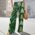 thumbnail image 2 of Wutalume Women's Loose and Casual Christmas Printed Wide Leg Pants with Elastic Waistband Drawstring and Pocket for Comfortable and Festive Wear,Fluorescent Green XL, 2 of 5