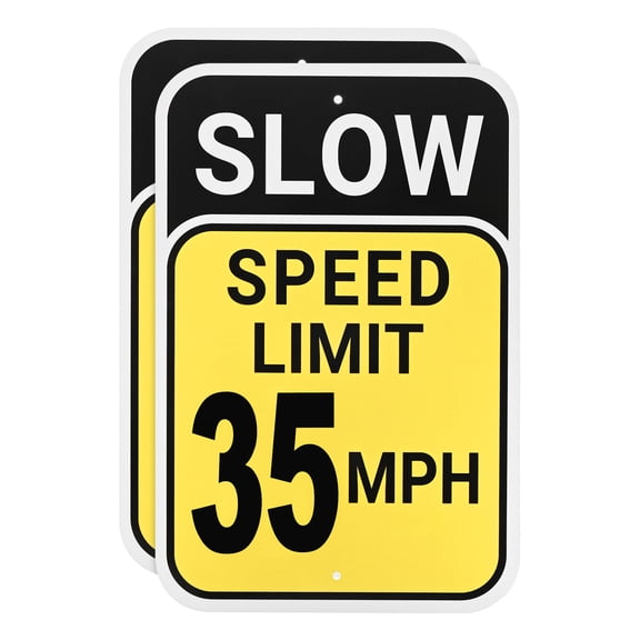 Uxcell 2-Pack Speed Limit 35 MPH Sign 12" x 8" Aluminum Weather Resistant Traffic Sign