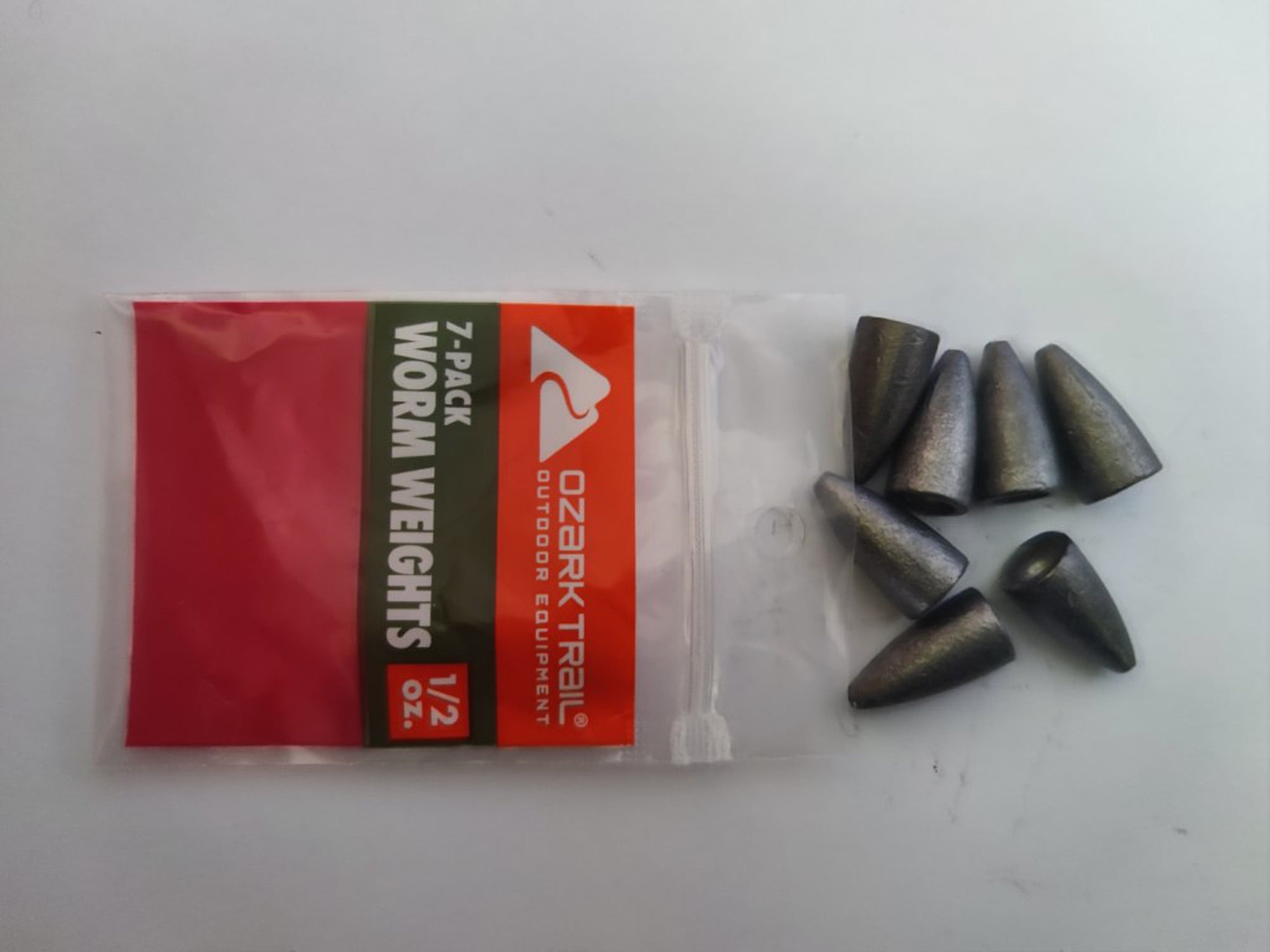 (6 pack) Ozark Trail Worm Weight 1/2 oz, Fishing Lead Weight, Product Size 0.87x0.47in