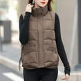 thumbnail image 2 of Rutainlusire Womens Puffer Vest Womens Hooded Solid Color Trendy Puffer Vest Ladies' Casual Colored Sleeveless And Hoodless Jacket With Pockets And Stand Collar, 2 of 5
