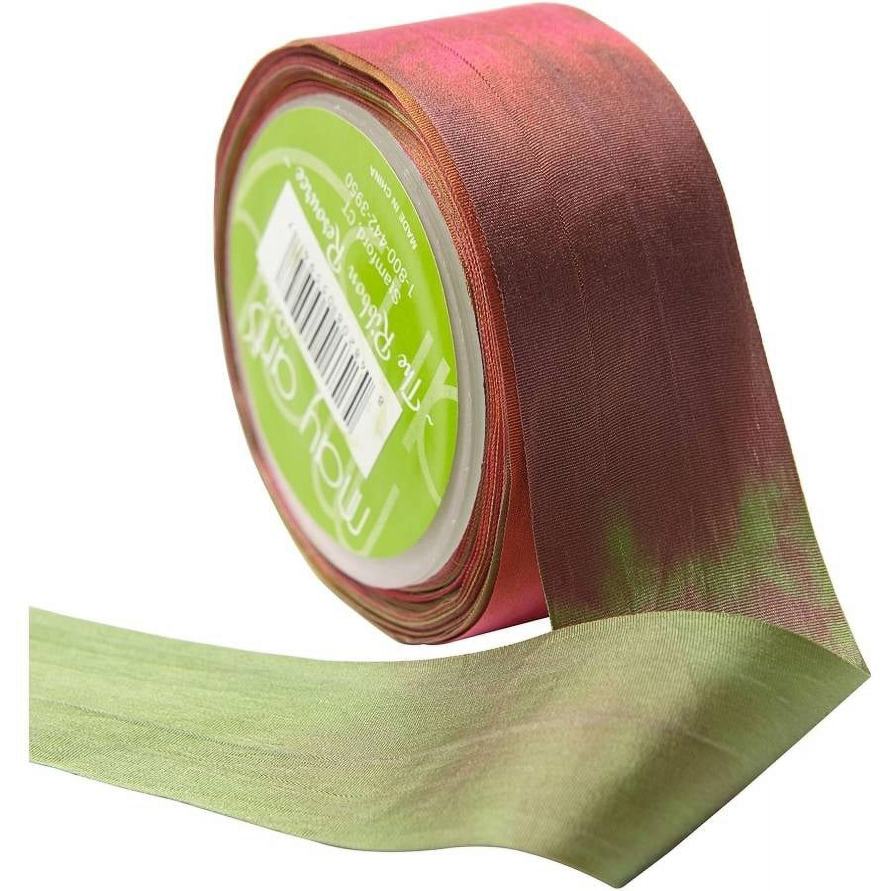 Variegated 100% Silk Ribbon 1-1/2"X32yd-Fuchsia/Green, Pk 32, May Arts